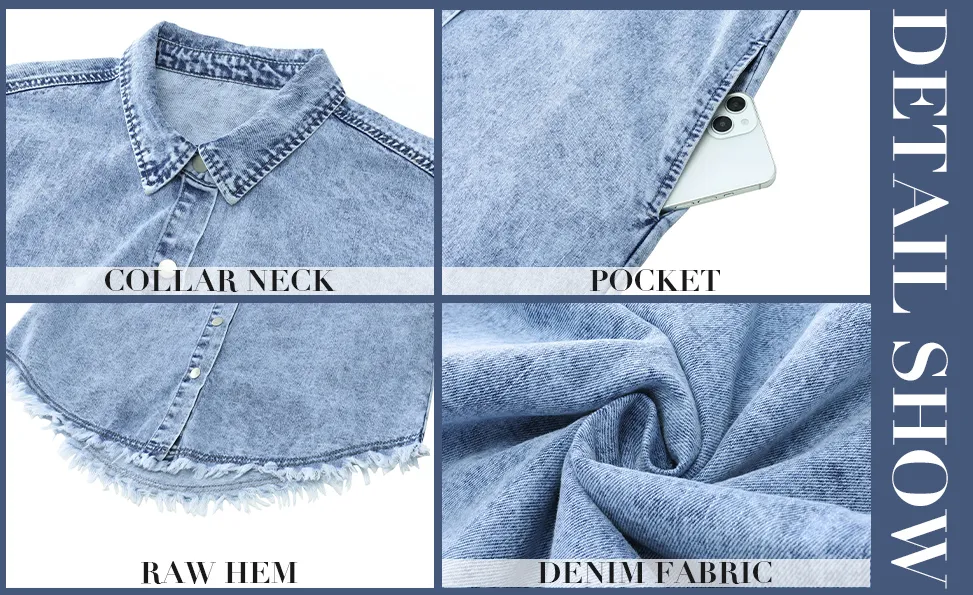 Denim Dress for Women Button Down Short Sleeves