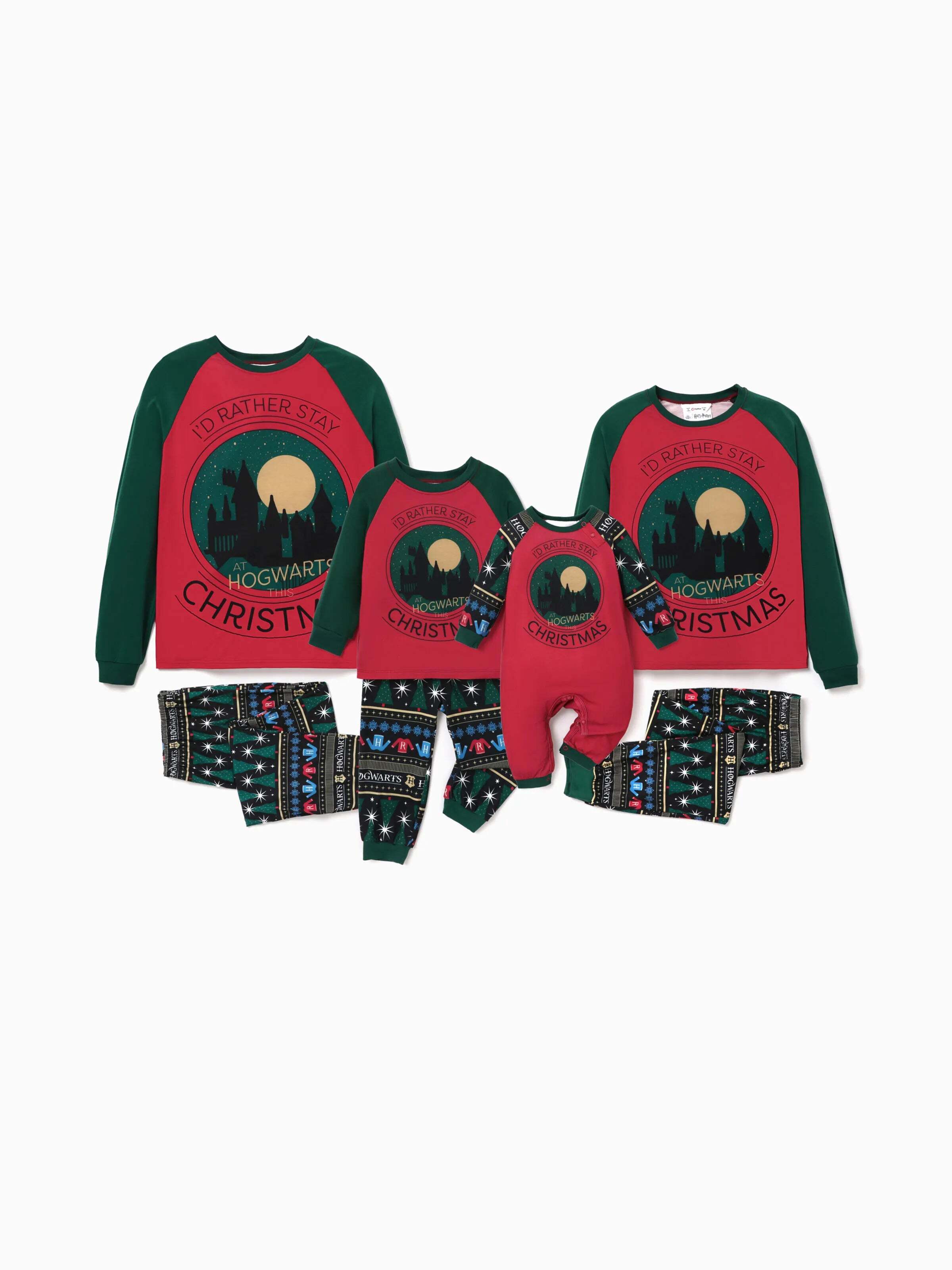 Family Matching Christmas Hogwarts Graphic Pajamas Sets with Christmas Socks