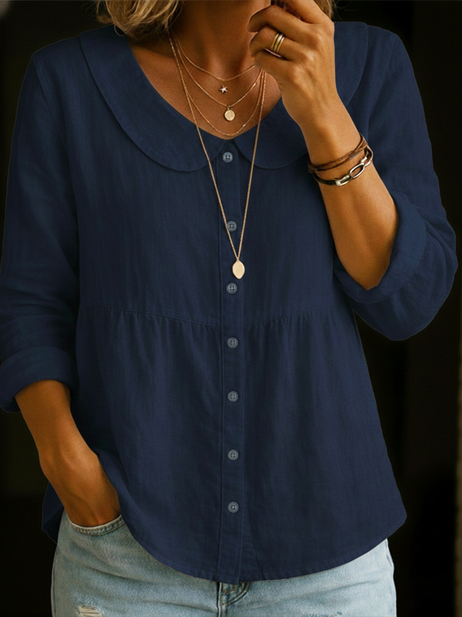 Peter Pan Collar Linen And Cotton Shirt