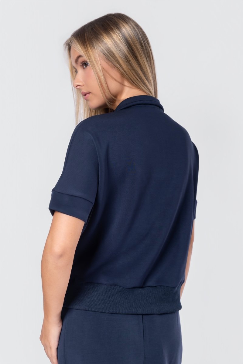 Mina Half Zip Top Short Sleeve (Navy)