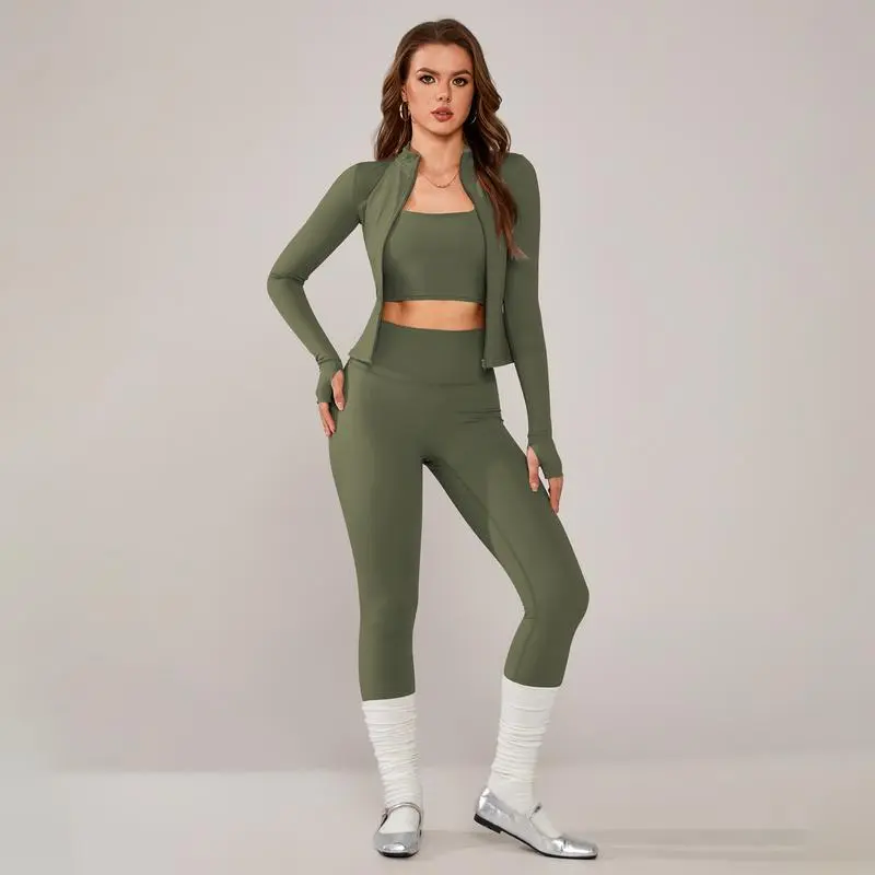 Women's 3-Piece Activewear Set with Stretchy