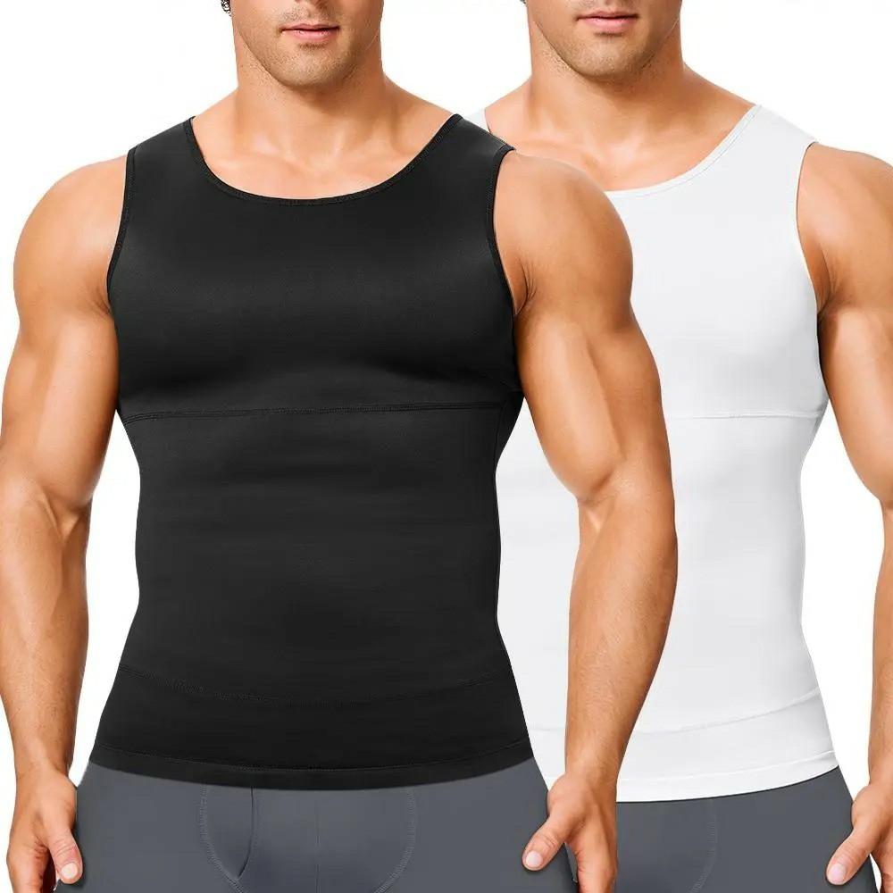 Men’s Silky Soft Compression Shapewear Tank, Slimming Body Shaper Vest with Waist & Chest Support, Stretchy, Odor-Resistant