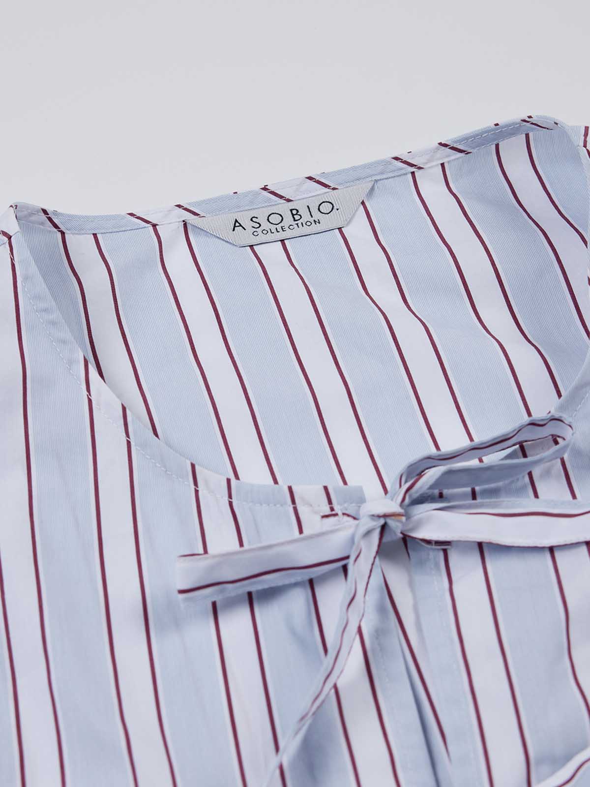 ASOBIO Bow Tie Front Peplum Shirt