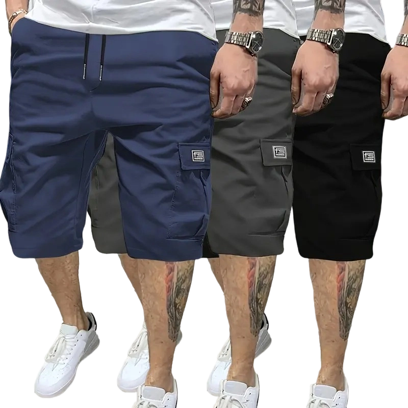 Men's Casual Shorts Set with Slanted Pockets