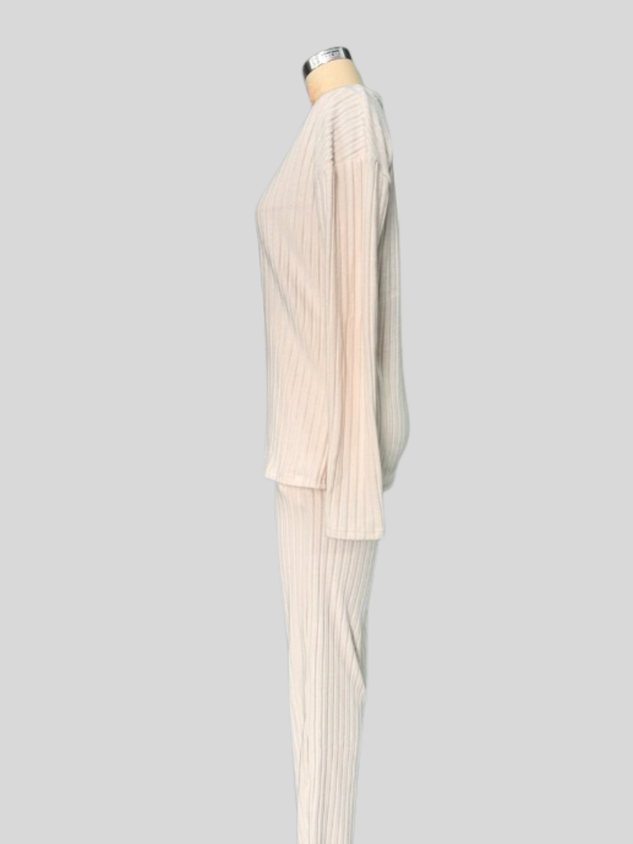 Women's Embossed Plain Daily Going Out Two-Piece Set Apricot Casual Spring/Fall Top With Pants Matching Set