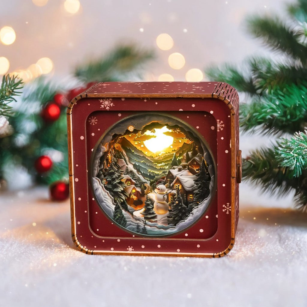 Snow Mountain Hut Kit - 3D Wooden Puzzle Night Light