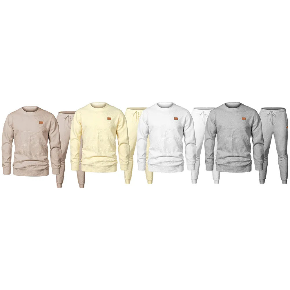 Men’s 2-Piece Sweatsuit – Jacquard Crewneck Sweatshirt & Joggers Set
