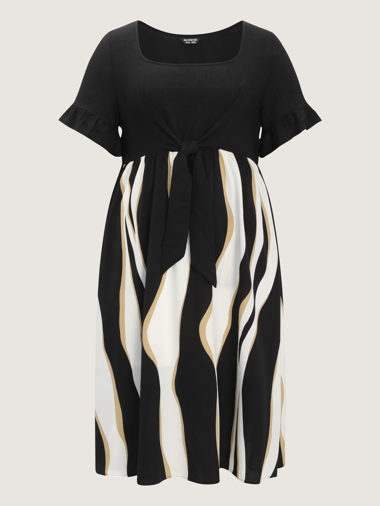 Zebra Stripe Print Contrast Midi Dress