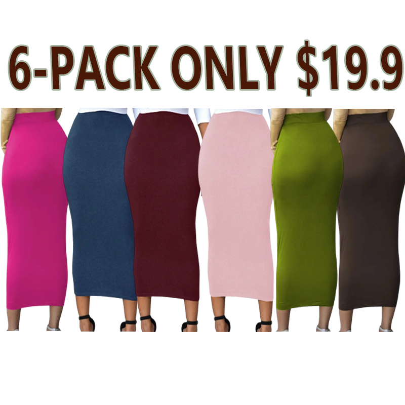 Women’s High Waisted Tummy Control Bodycon Maxi Skirt