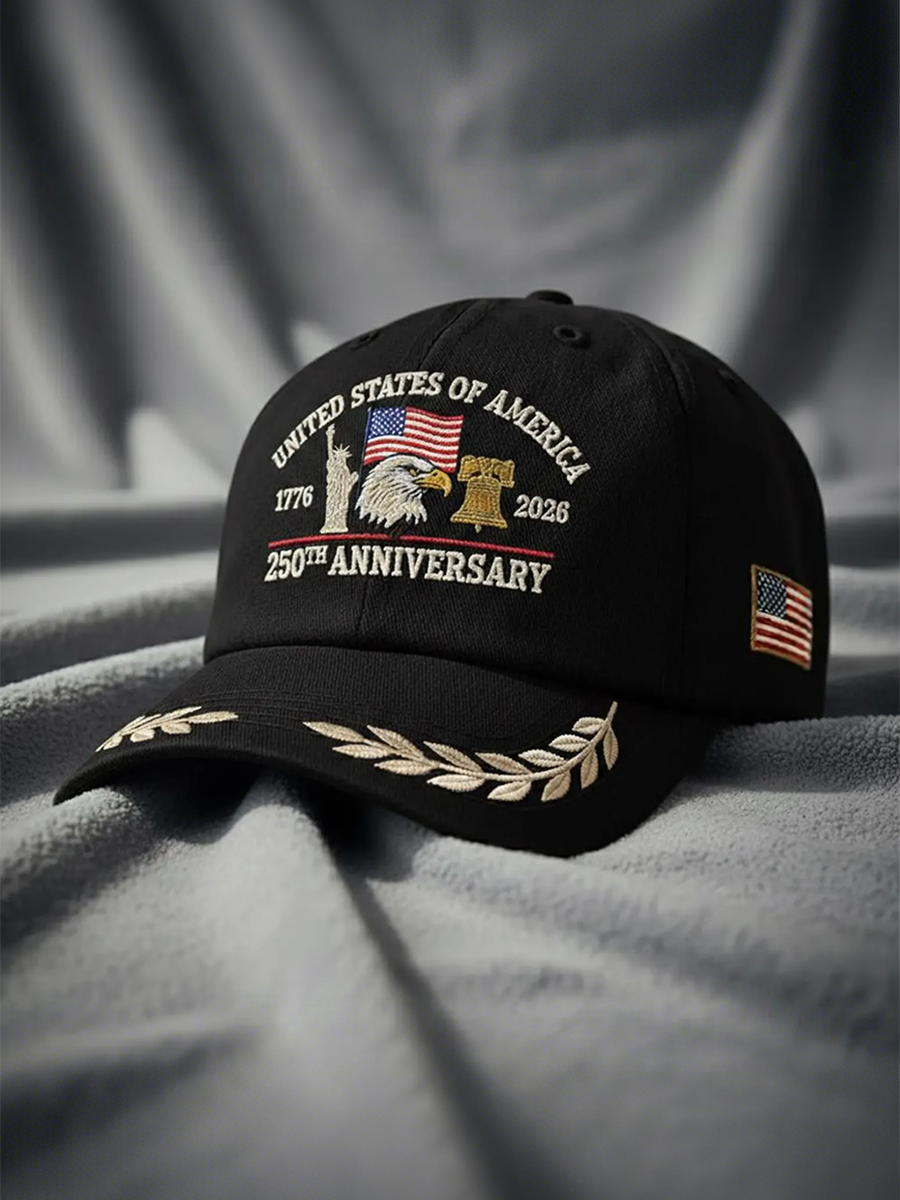 USA 250th Anniversary Statue Of Liberty & Liberty Bell Embroidered Baseball Cap