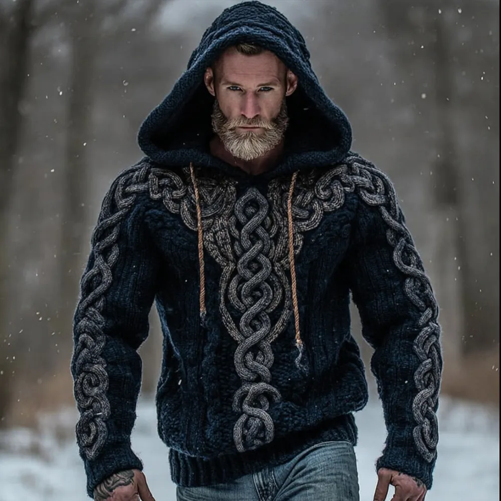 Men's Viking Style Contrasting Color Warm Sweater