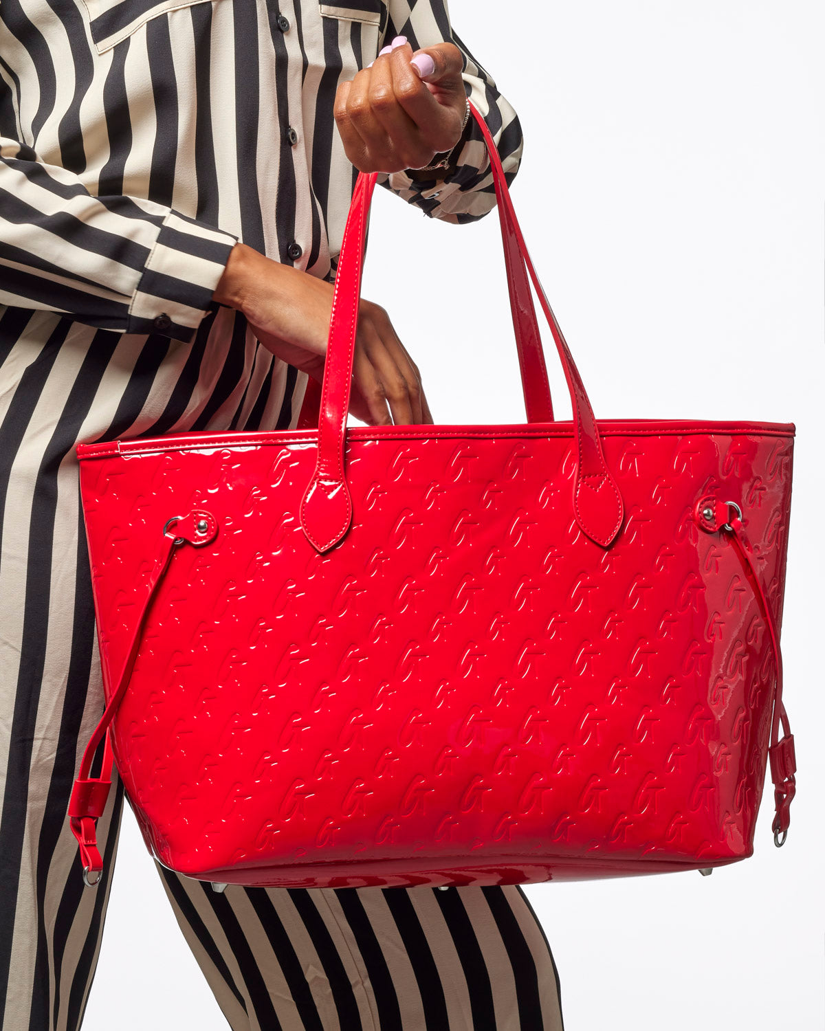 MONOGRAM GLAM TOTE - MIRROR RED