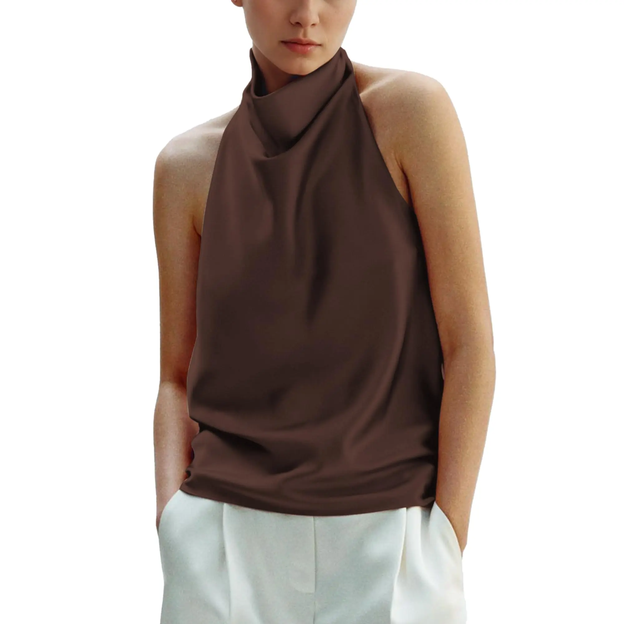 Satin Backless Strapless Tank Top