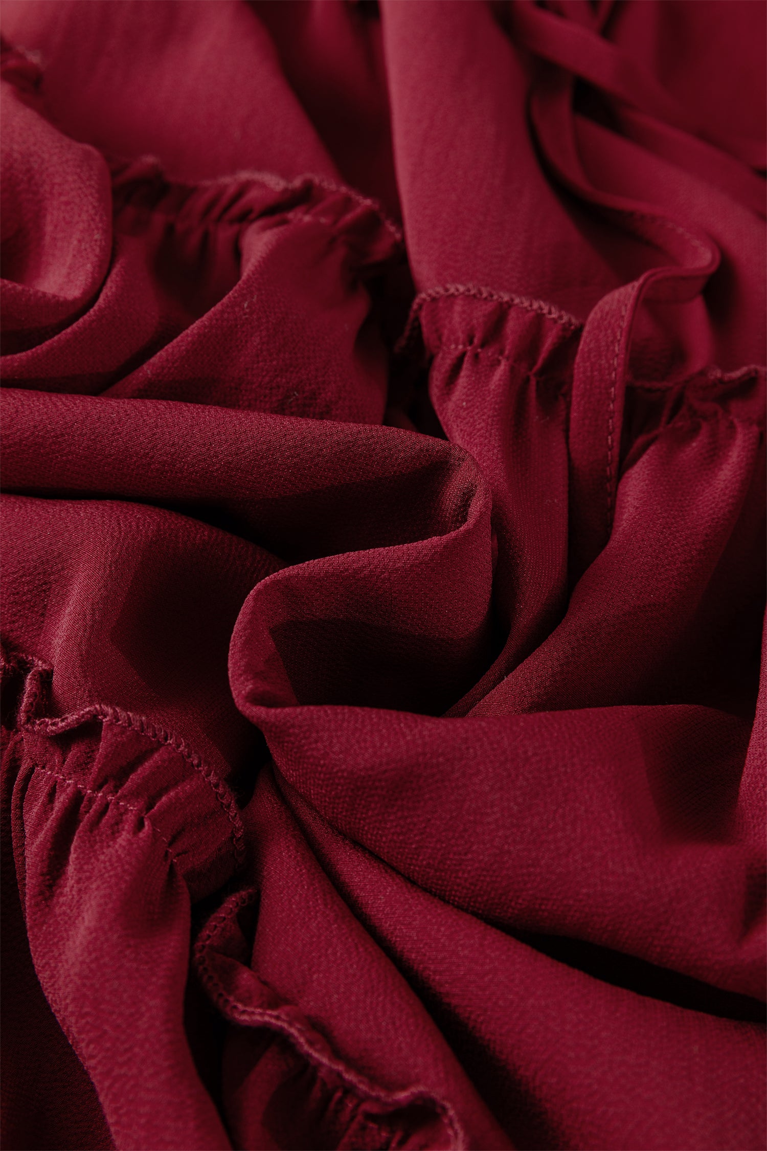 Fiery Red Black Frill Tiered Drawstring Waist Maxi Skirt