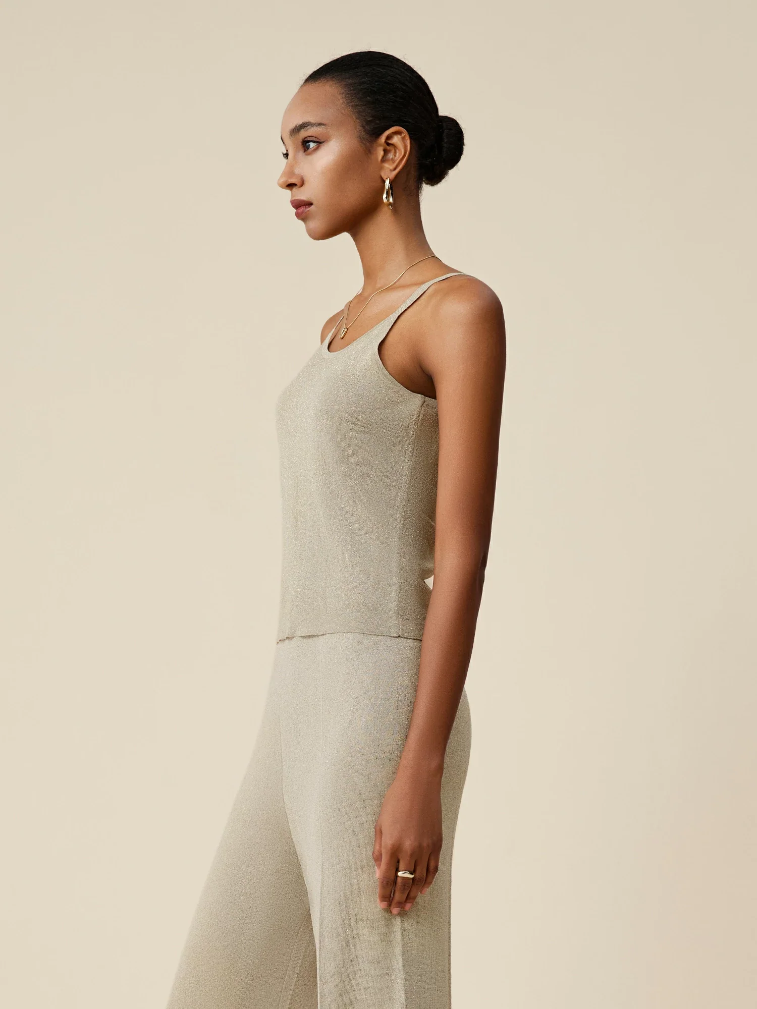 Gold Silver Yarn Sleeveless Camisole