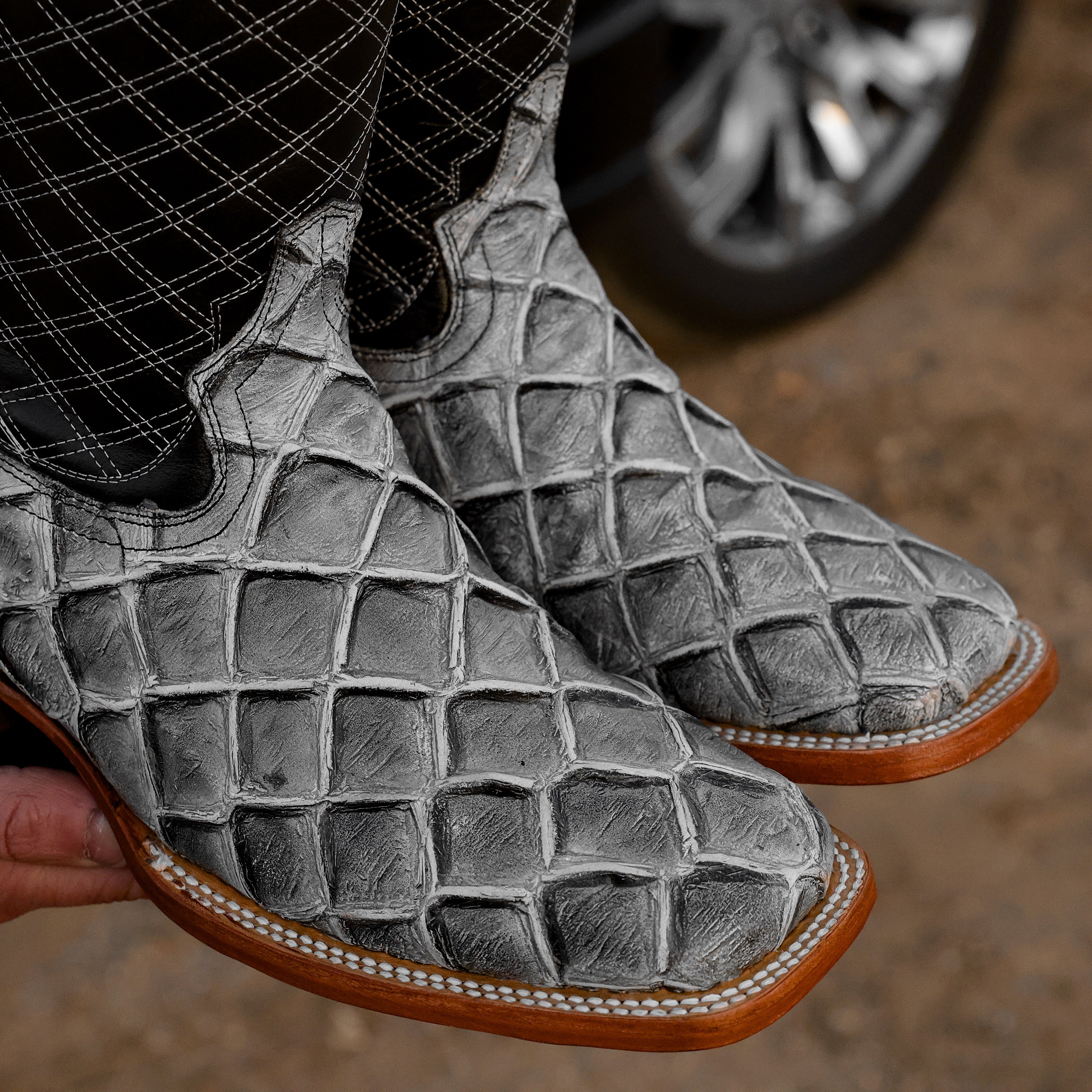 Eclipse Pirarucu Leather Boots - Square Toe