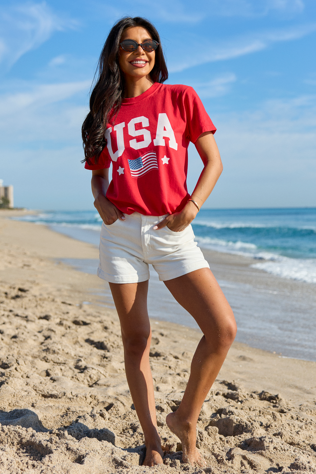 USA Flag Red Graphic Tee