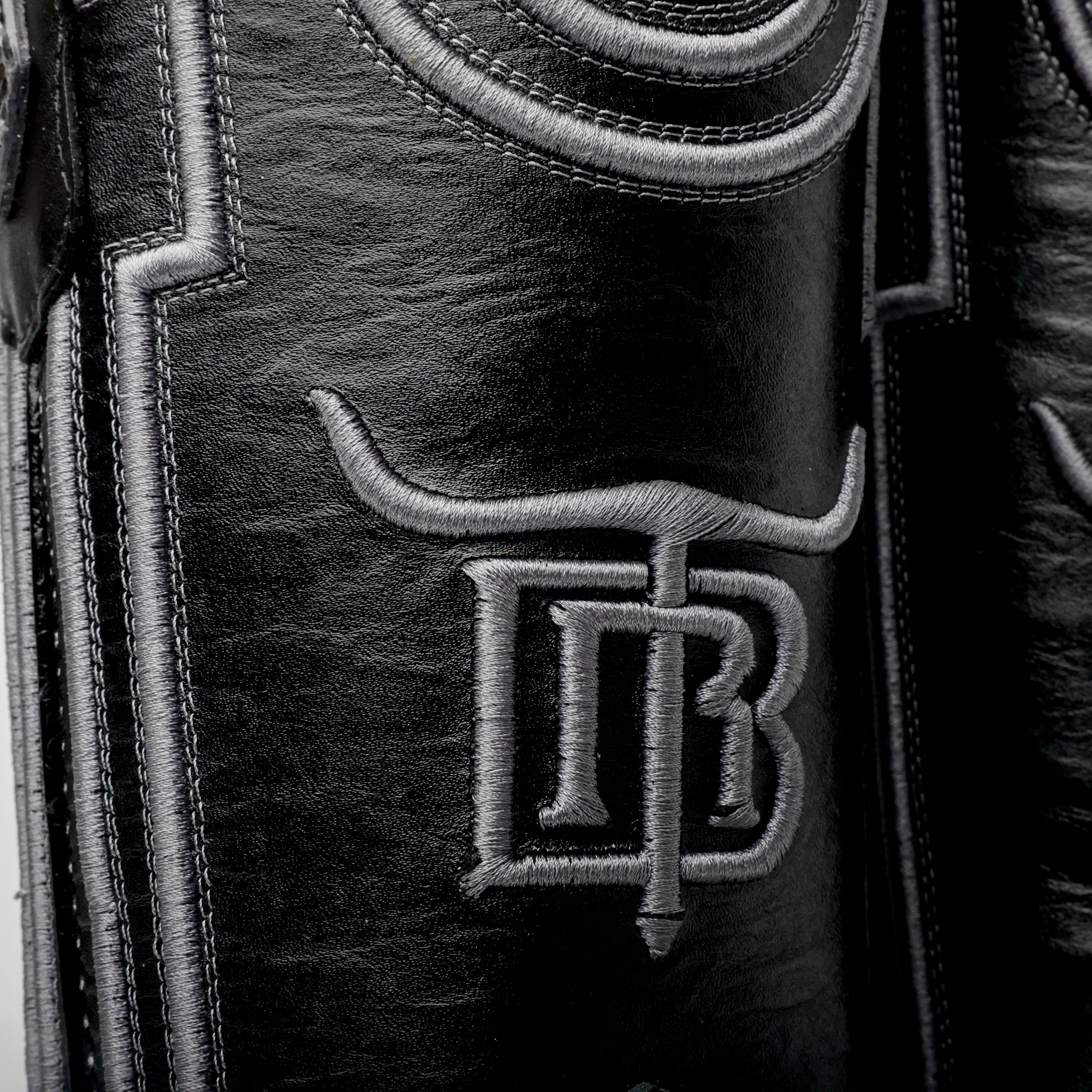 “Ace Of Spades” Grey Leather Boots - Square Toe