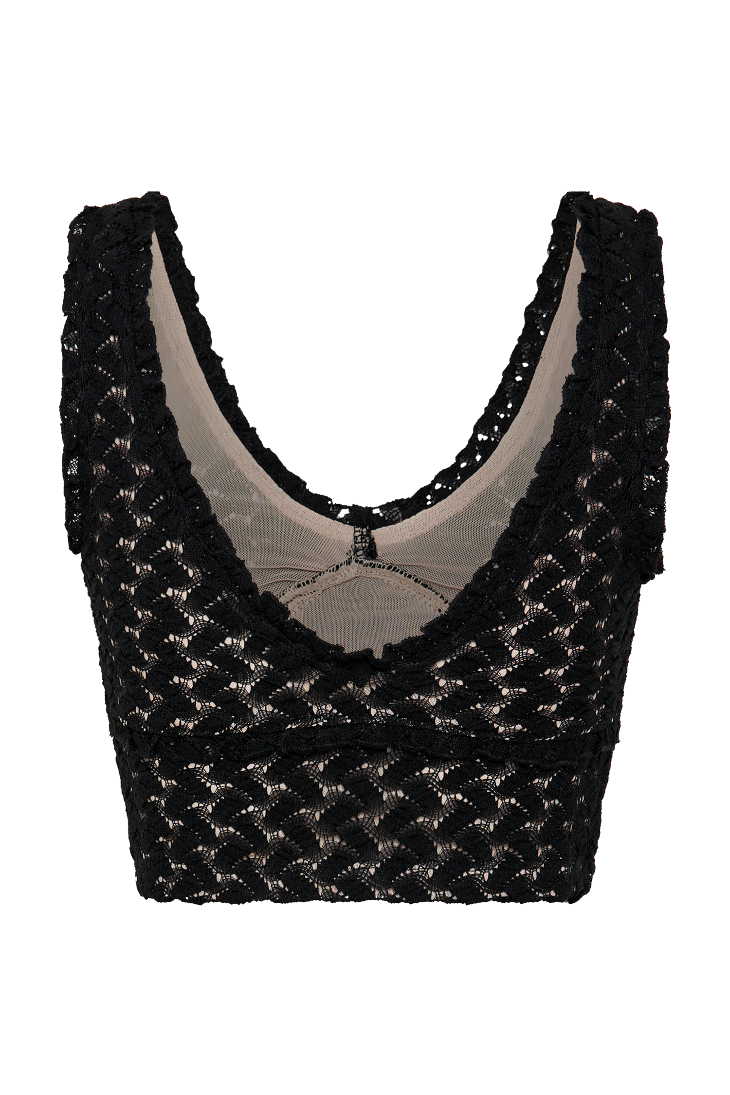 Black Mesh And Lace Sleeveless Top