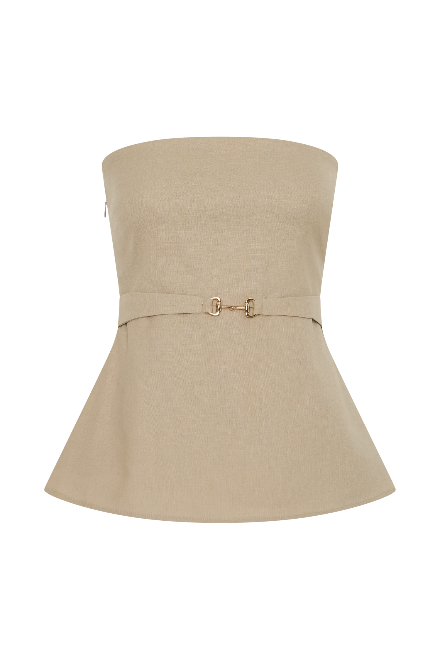 Natural Strapless Linen Top