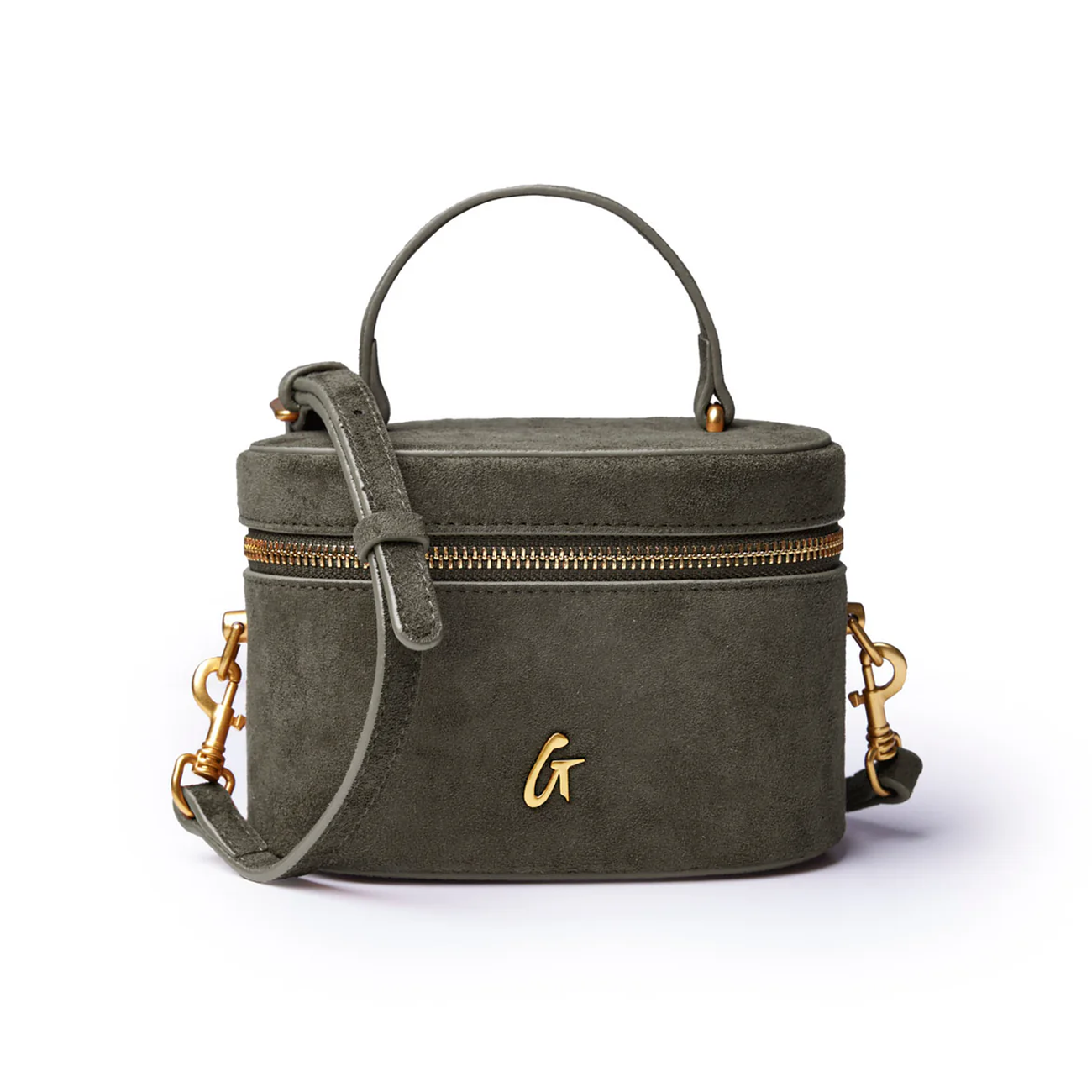 MINI SUEDE VANITY BAG - OLIVE GREEN