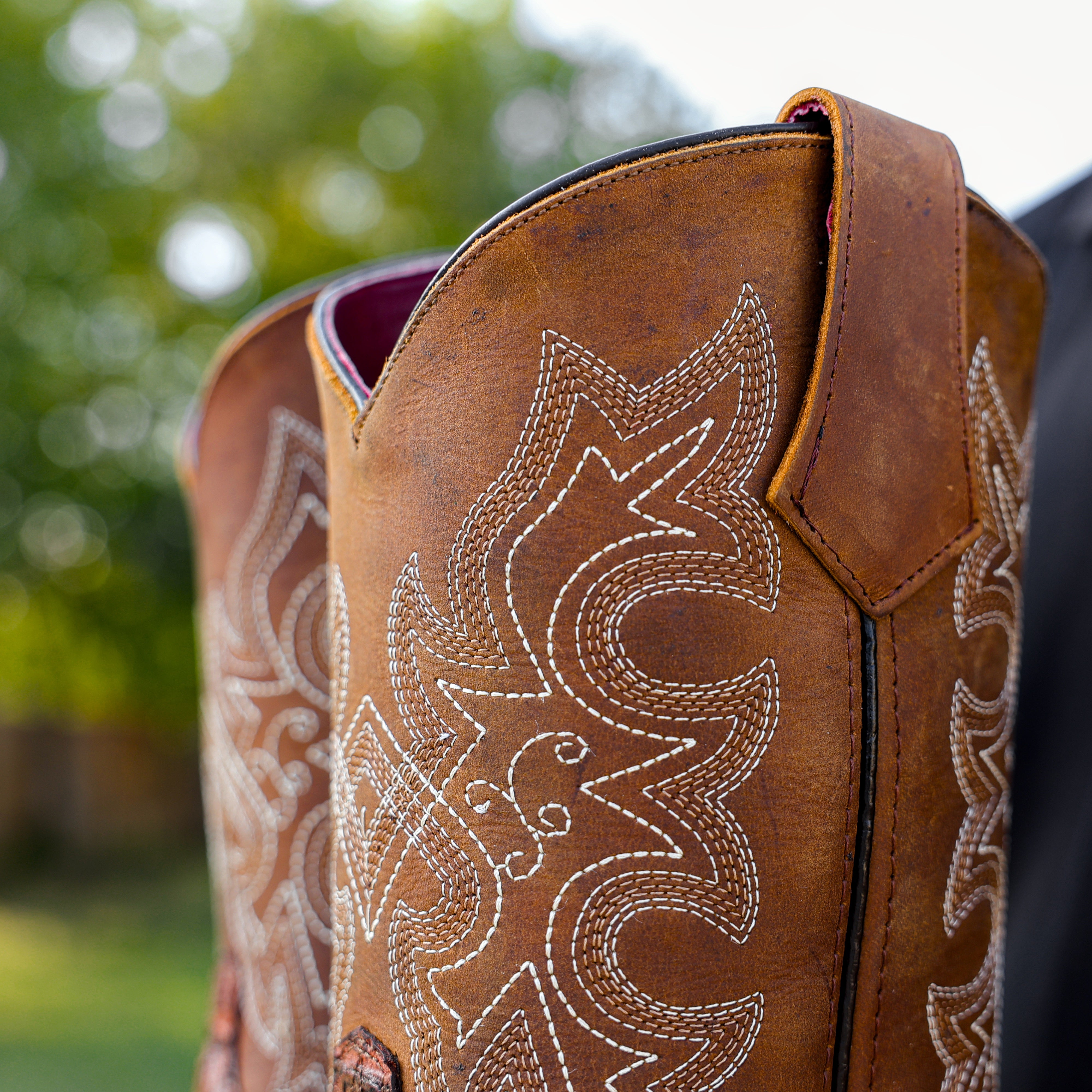 Cognac Caiman Neck Leather Boots With 3D Lightweight Sole - Composite Toe