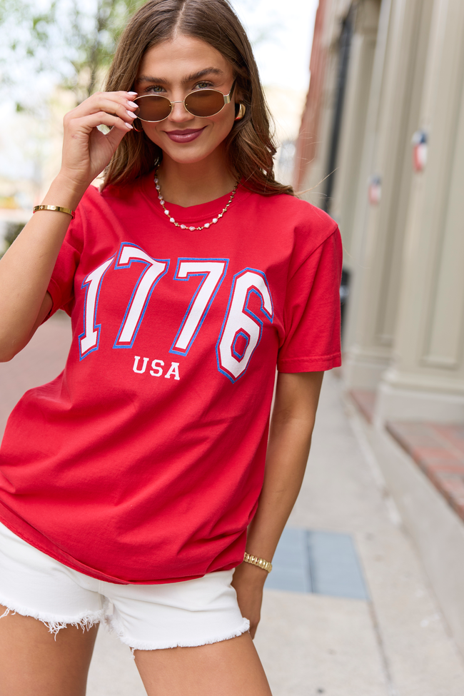 1776 Block USA Red Graphic Tee