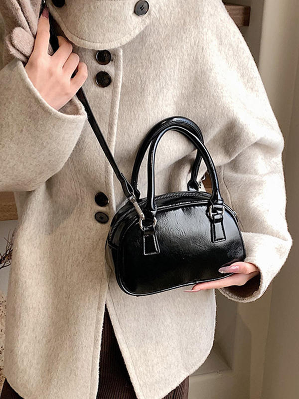 Geometric Solid Color Zipper Handbags Crossbody Bags