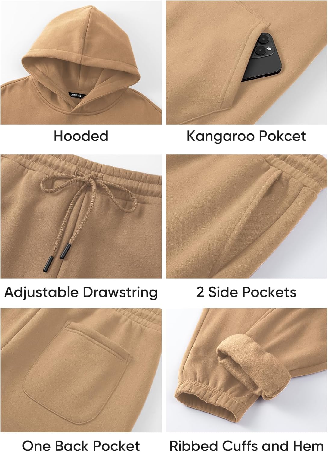 JMIERR Men's 2 Piece Outfits Hoodie Sweatshirt Tracksuit & Joggers Sweatpants Sweatsuit Set