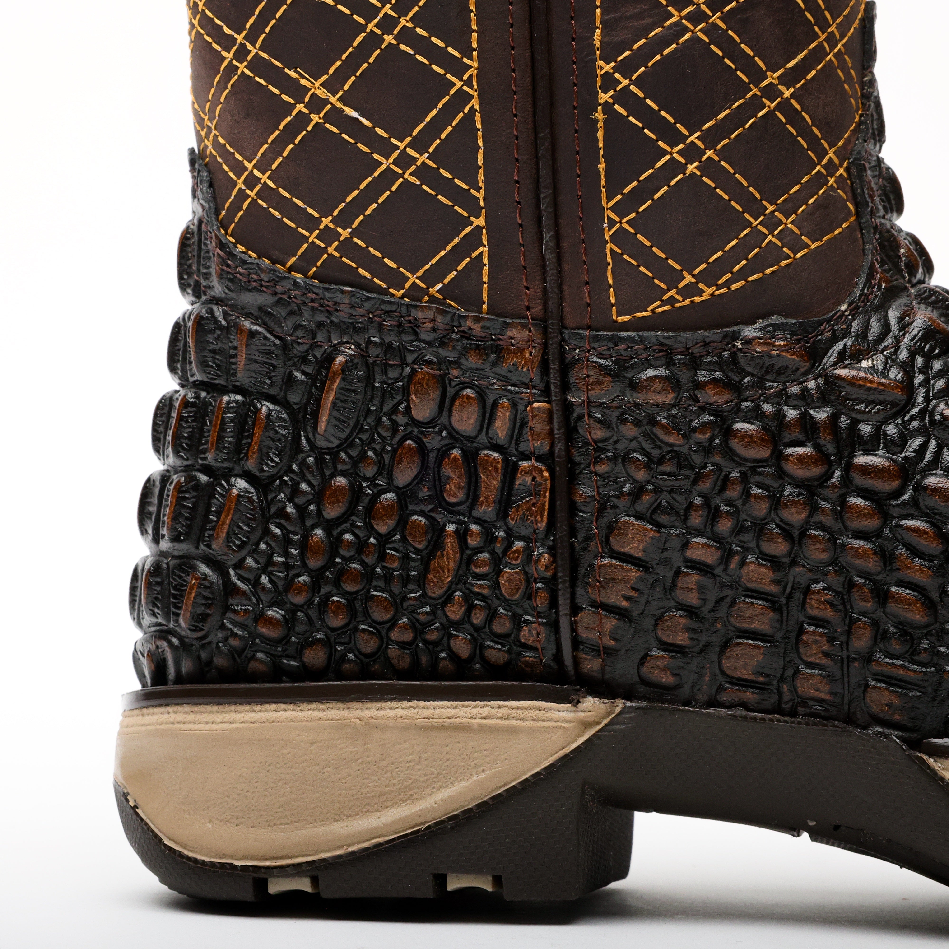 Rustic Brown Caiman Hornback Leather Boots With 3D Lightweight Sole - Composite Toe