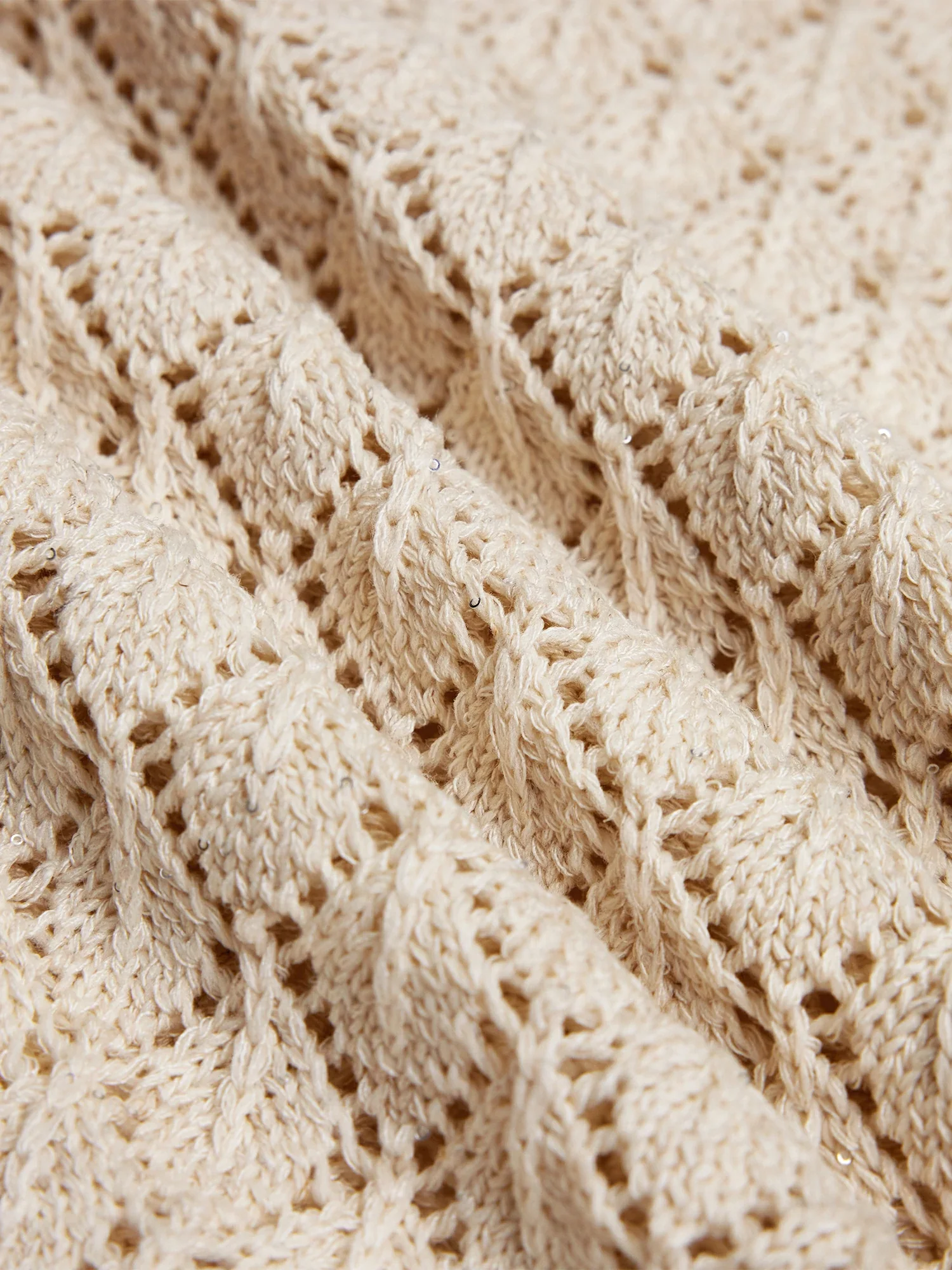 Lyocell & Linen Openwork Sequin Knitted Top