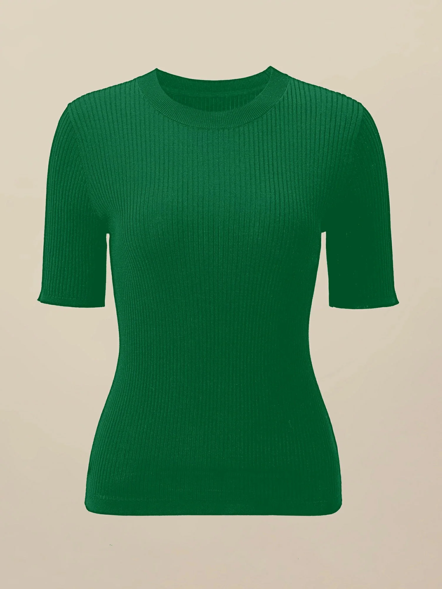 100% Lyocell Ribbed Knit Slim Fit Top