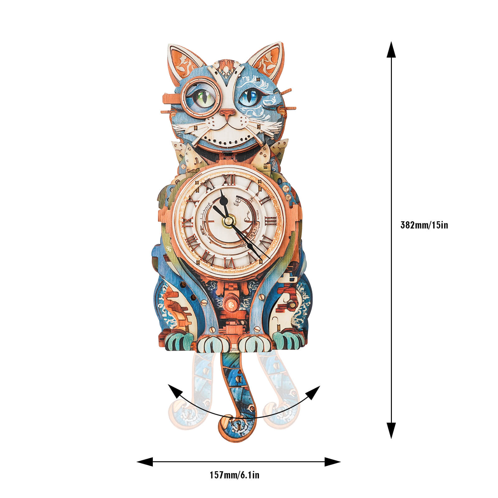 Cat Detectiveâ€“ DIY Wooden Clock, 3D Puzzle Craft Kit