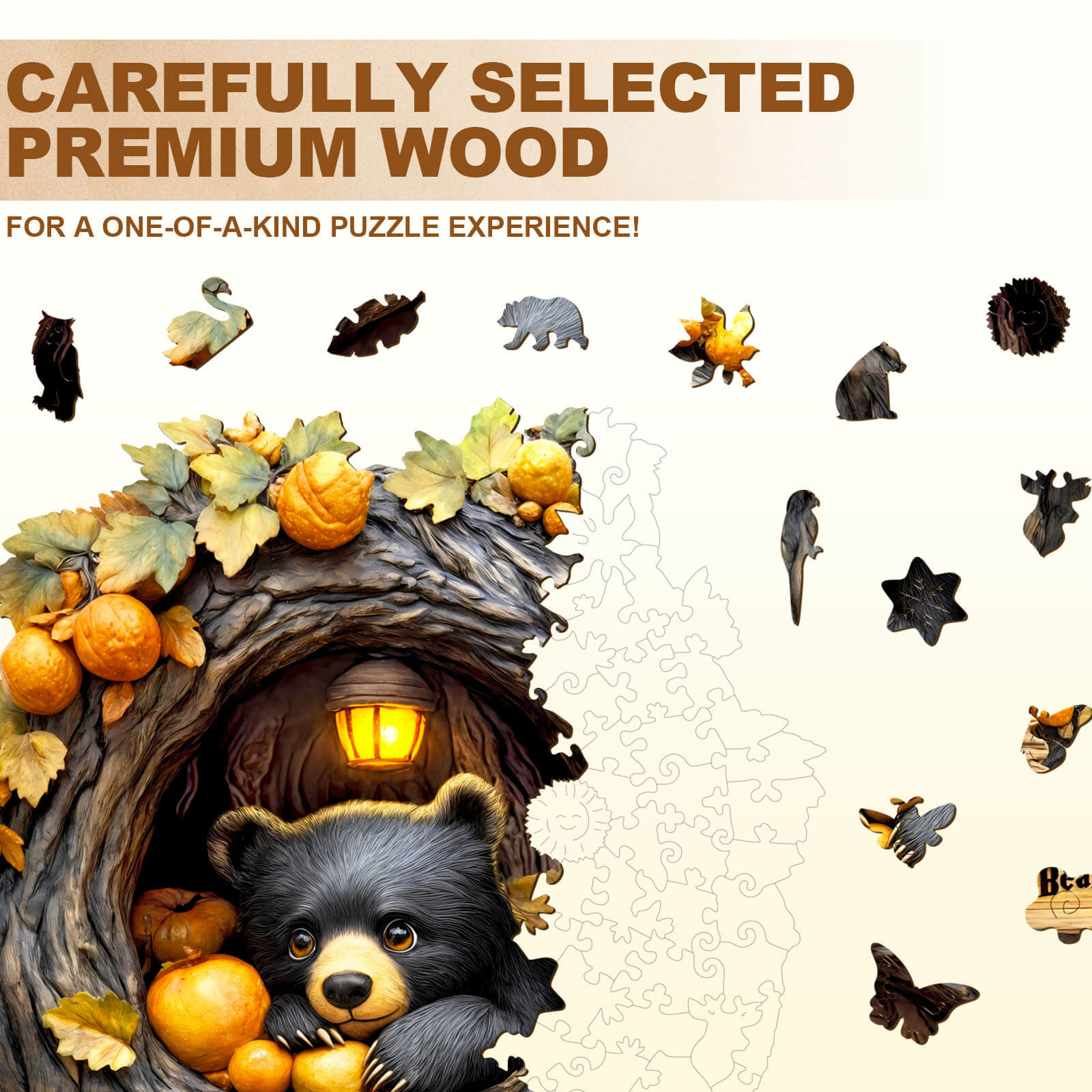 Orange Bear Wooden Jigsaw Puzzle