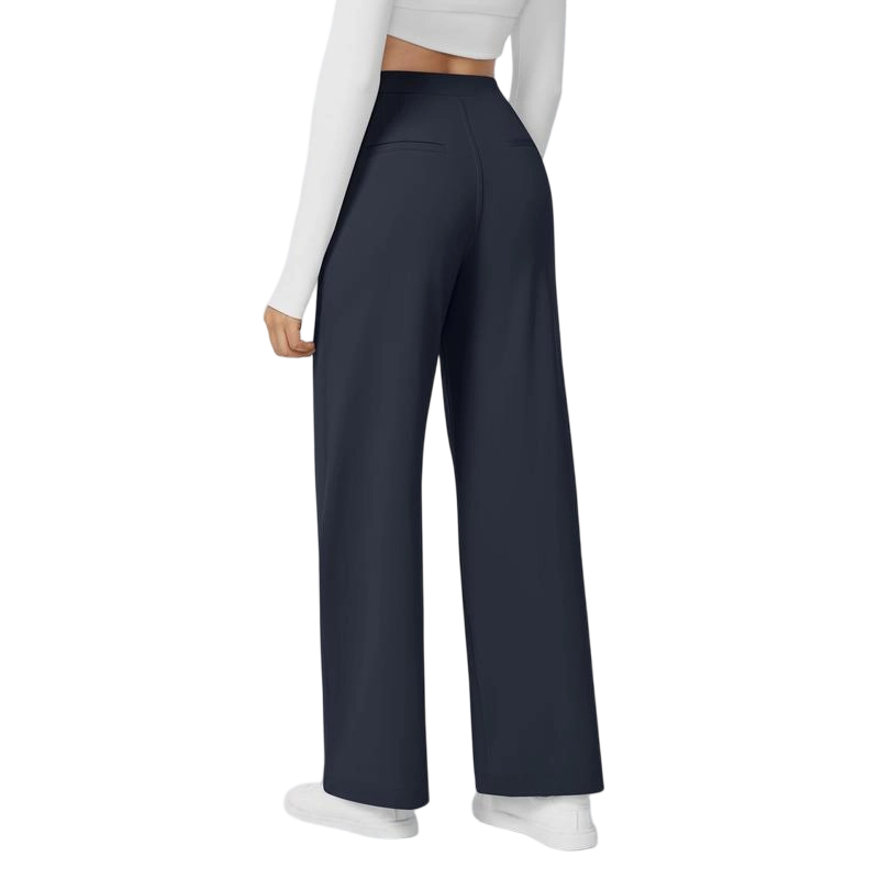 Women High Waisted Pocket Straight Leg Work Pants