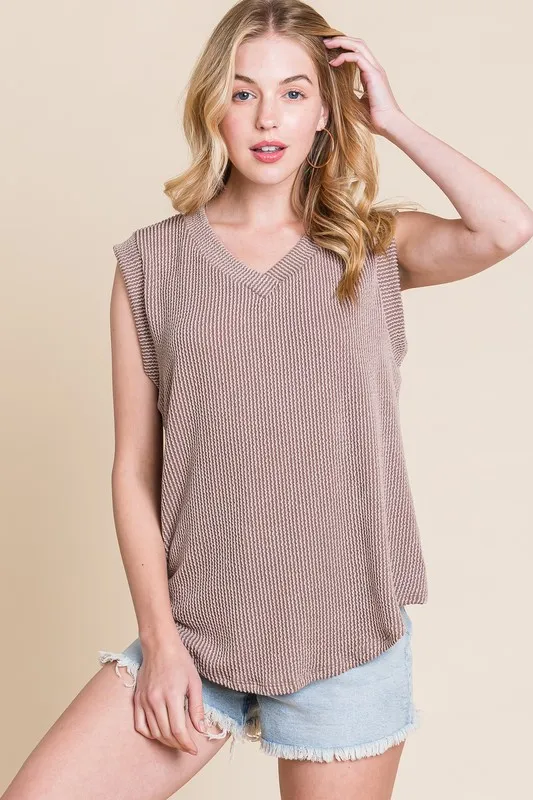 Rib Knit V-Neck Tank
