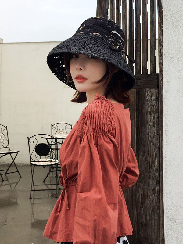 Leisure Print Sun-Protection Straw Hat