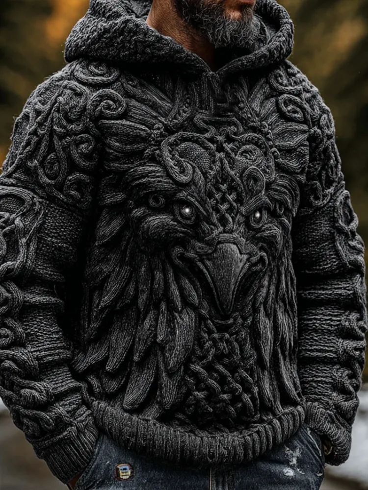 Men's Viking-style Winter Warm Hooded Knitted Sweater