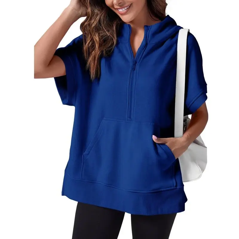 Womens Oversized Half Zip Hoodies with Pockets