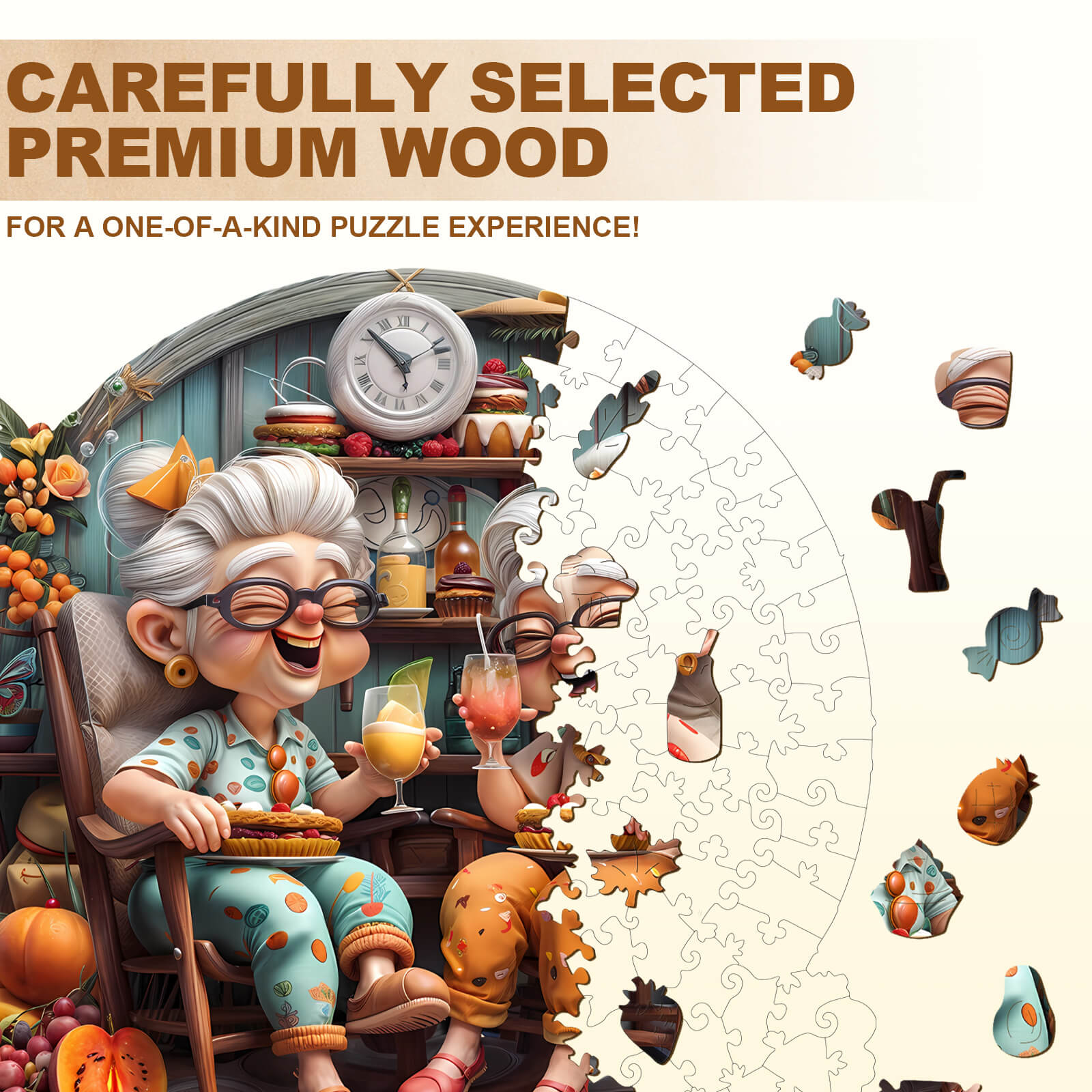 Grandma's Party  Wooden Jigsaw Puzzle