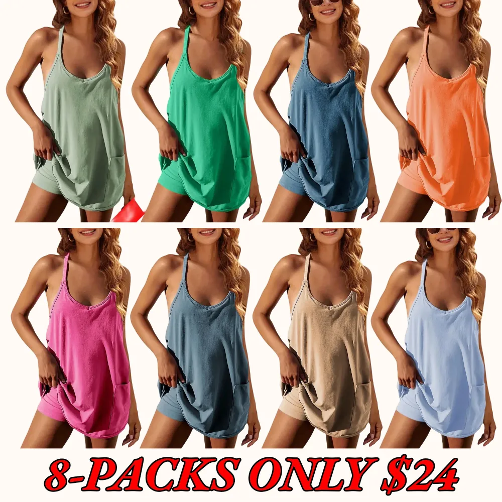 Women's Summer Sleeveless Mini Dress — (With Pockets)
