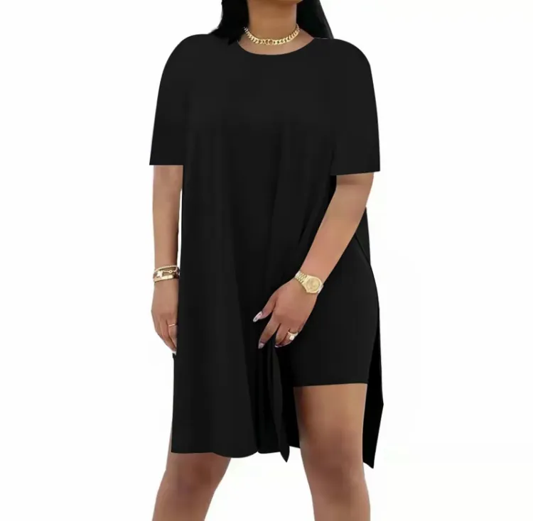 Plus Size Women's 2 Piece Outfit – Casual Basic Top and Shorts Set for Spring Summer Beach Vacation