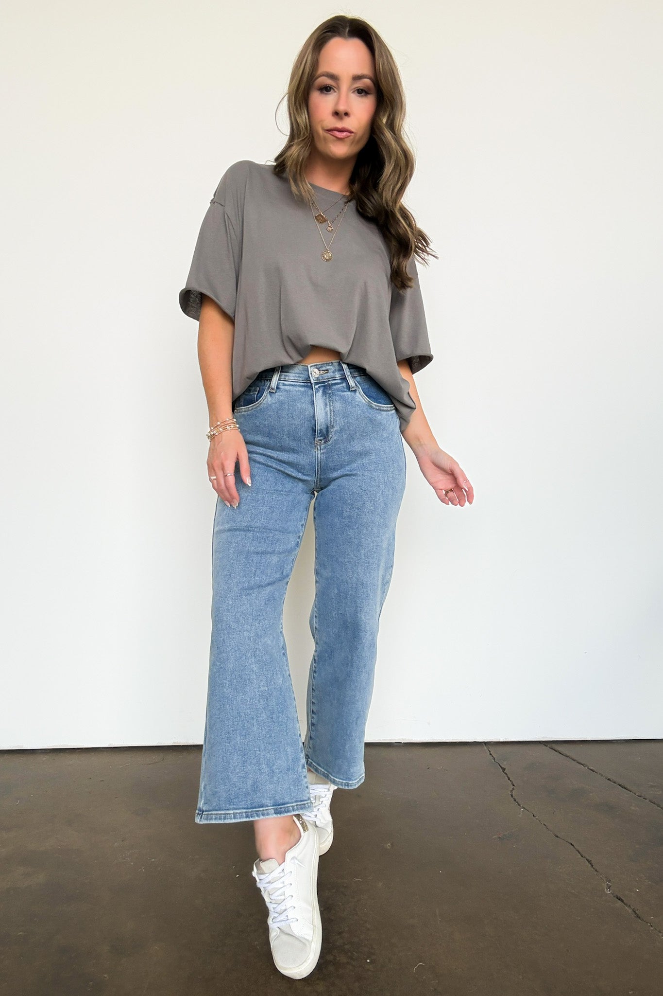 High Rise Bootcut Crop Jeans