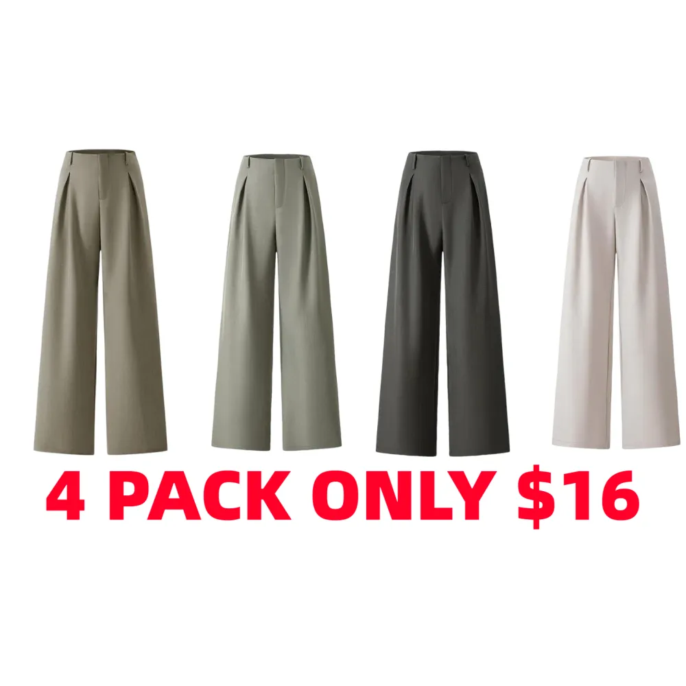 Women's Solid Color Plicated Pocket Wide Leg Pants