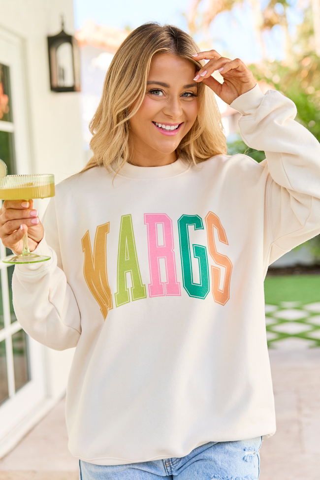 Margs Multi Block Cream Graphic Sweatshirt