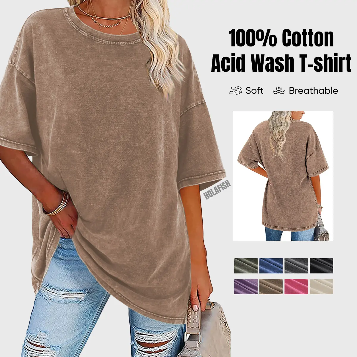 Retro Acid Wash Basic Unisex Tee & Shorts Cotton,7