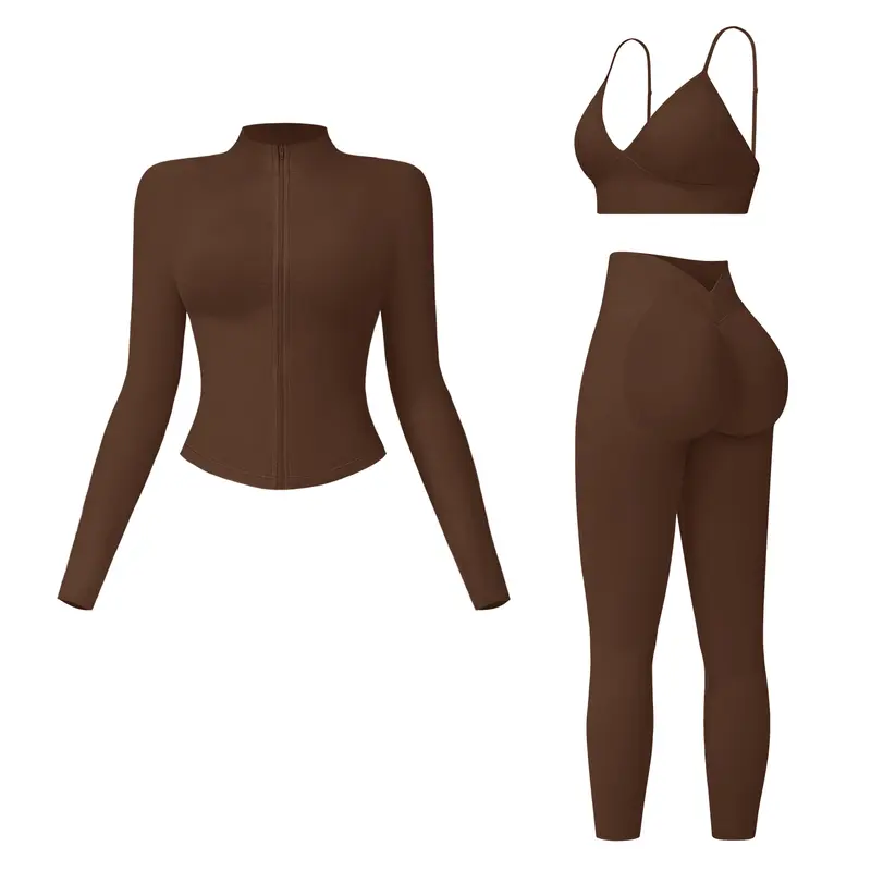 Women's Solid Criss Cross Crop Tank Top & High Waist Leggings & Zip Up Crop Jacket Tracksuit Set by MFVIM - Breathable Comfortable Outfits for Yoga, Gym, Workouts, Running, Yoga Wear, Workout Gym Clothing, Gym Sportswear, Casual Activewear SpringStatement
