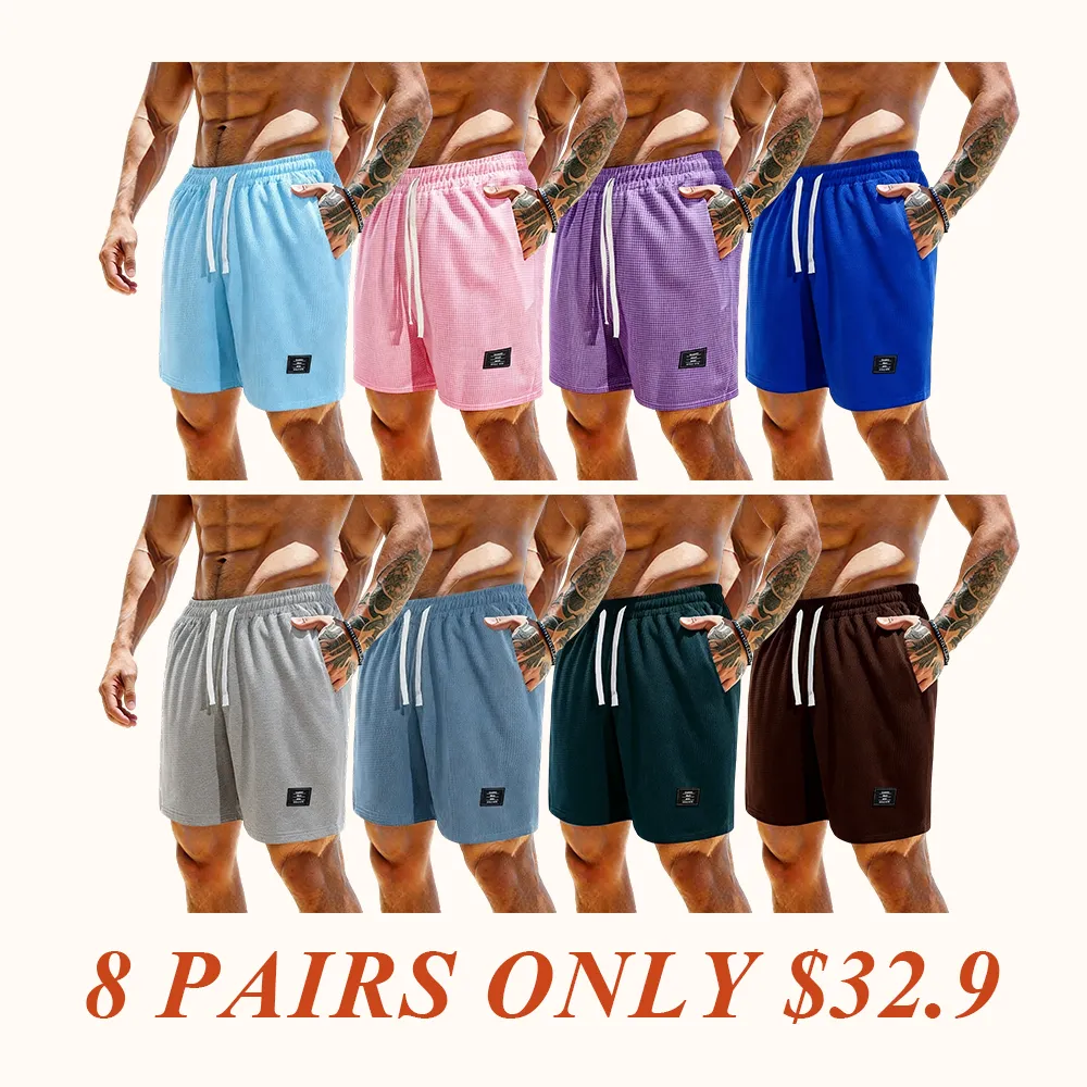 Men’s casual shorts with side pockets and a drawstring elastic waistband