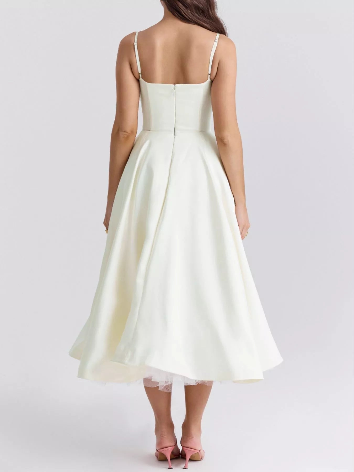 Sweetheart Neck A-Line Midi Dress