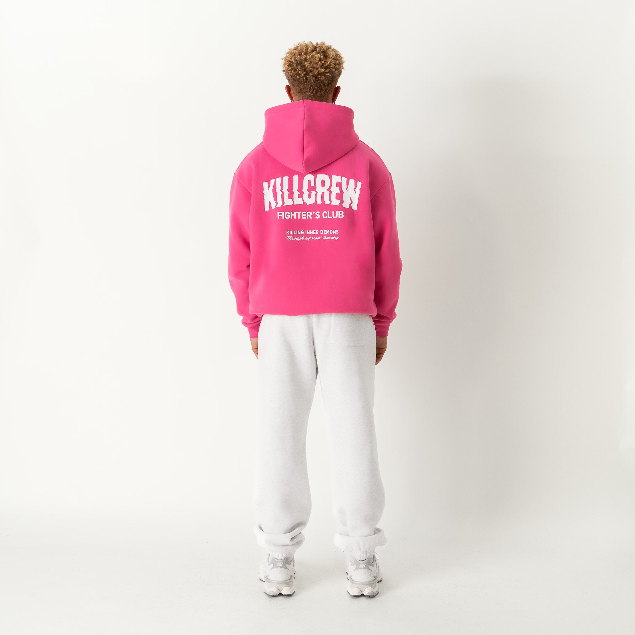 OVERSIZED LUX RIGOROUS TRAINING HOODIE - PINK / WHITE